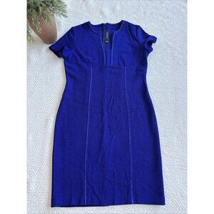 NWOT St. John Indigo Blue Knit Sheath Dress Size 8
